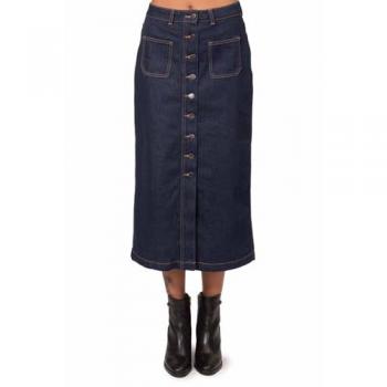 Timberland Women's Long REFIBRA Denim Skirt in Dark Blue, Size 29