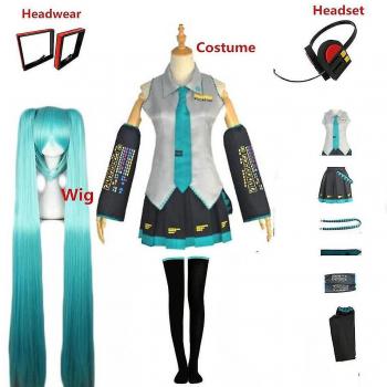 Miku cosplay robe midi et perruque complète