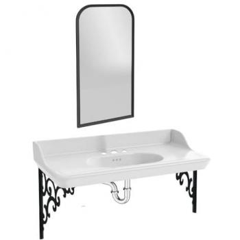 Mueble Bajo Lavabo Jacob Delafón Cléo 1889 Suspenso: 3 Huecos, Soporte Metálico Negro, Espejo y Sifón Cromado