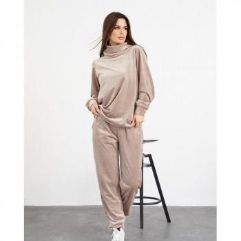ISSA Plus High Neck Velour Ensemble 3XL Beige