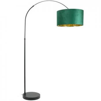 Black Velvet Arch Floor Lamp by ValueLights – Bottle Green & Gold Accent