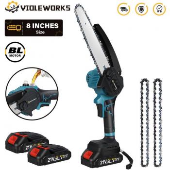 INSMA Violeworks 8‑Zoll Akku‑Kettenschere 18 V – 1500 mAh, Dual‑Ketten (verb