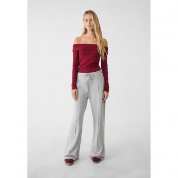 Weitbeinshose Stradivarius Grau Melange mit weicher Naht – S