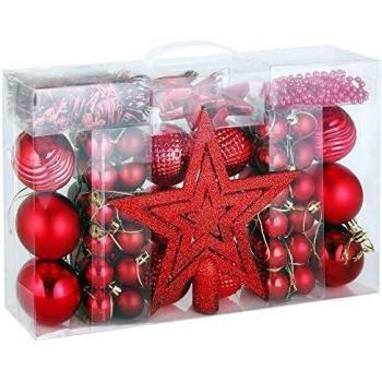 Lot de 66 boules rouges pour décoration de Noël