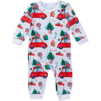 Ropa Navideña para Bebés y Niños de 0 a 24 Meses, Vestido Rojo de Manga Larga con Coches