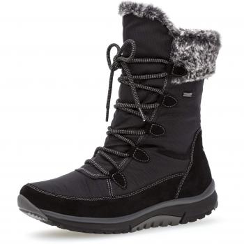 Gabor Damenboot 96.938‑46 – Schwarz, 4 Stück, Nylon & Veloursleder, TEX-Membran