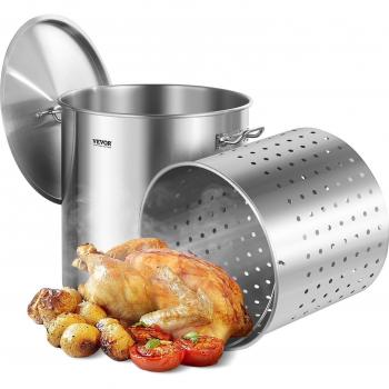 Large Capacity 84‑Quart Stainless Sauce Pot & Basket