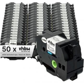 Brother 9500/9200PC 36mm Black on White Tape – 50 Pack
