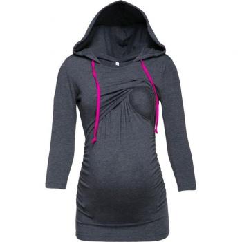 Schwangerschafts-Hoodie mit Spitzen-Details