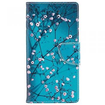 Protezione per Sony Xperia L1 di MTP Products con Custodia a Portafoglio e Motivo Fiori Bianchi