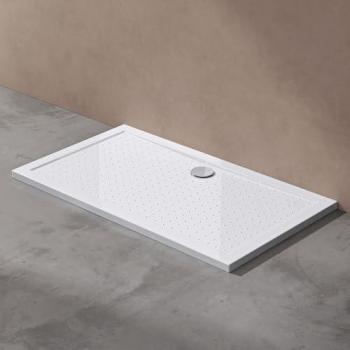 Piatto Doccia Antiscivolo Acrilico Lucia 90x140 cm 4 mm Bianco Lucido con Piletta