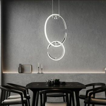 Sospensione LED Rotonda Cromo Moderno