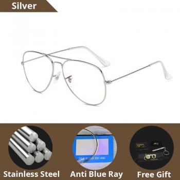 Gafas de protección contra rayos azules con marco de acero inoxidable para hombre y mujer