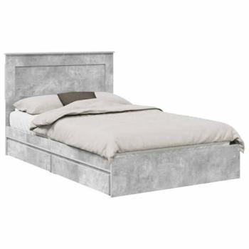 Lit multifonction gris béton 135x190 cm, construction bois d’ingénierie – VidaXL