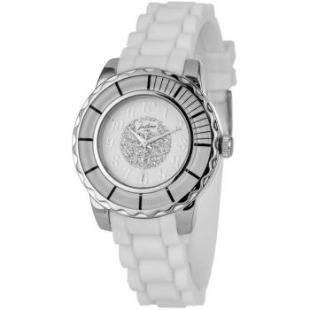Reloj Analogico Justina 21976B – Mujer, Cuadro Cuarzo, Correa Caucho Blanco (Ø 39 mm)