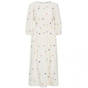 B.young Blusenkleid BYHanla Damen Freizeitkleid mit Puffärmeln und Raffung, beige (Birch Mix)