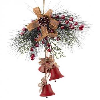 Campanita de Navidad con Acebo y Piñas – 36x6x42 cm