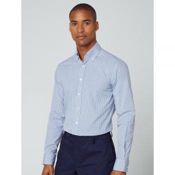 Hackett Camisa de Hombre Slim Fit Essential Gingham Azul Claro Vichy
