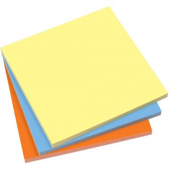 Sigel MU131, Static Notes, farbl. sort. (gelb, blau, orange), 100x100 mm, 3 Blocks à 100 Blatt