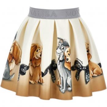 Gonna Monnalisa Panna/Grigia in Neoprene per Bambina Taglia 8