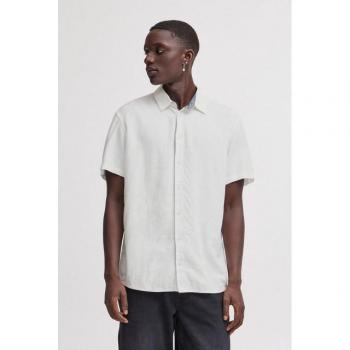 Blend Hemd Herren S – Weißes Kurzarmshirt – Regular Fit – 55 % Leinen / 45 % V