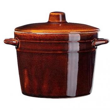 KADAX 1L Tall Stoneware Skillet, Side Handle Design, Lidded