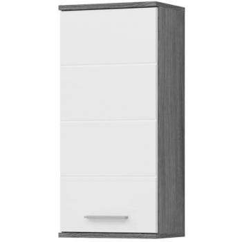 Badezimmer Hängeschrank Bailey (Weiß Hochglanz und Grau Rauchsilber, 35 x 77 cm)