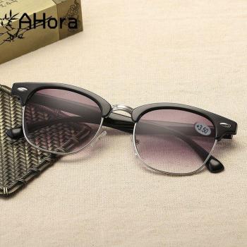 Retro Half Frame Eyeglasses for Sun Reading +1.0 to +4.0