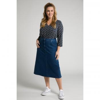 Gonna in denim con tasche, Donna, Blu, Taglia 56/58, Cotone/Fibre sintetiche/Poliestere