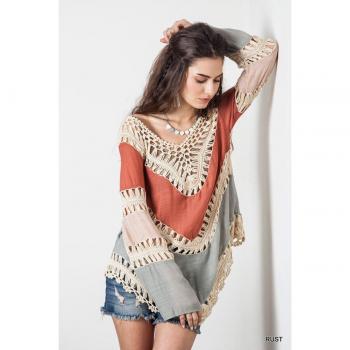 Damen Langarm Bluse im Retro-Stil mit Splicing und Cutout