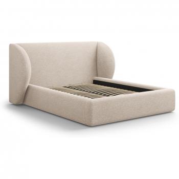 Sängram Miley 140x200, Beige Chenille med Gavel och Lameller
