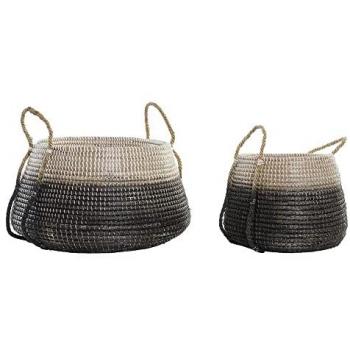 Panier décoratif herbier marin gris naturel (52 x 52 x 44 cm)
