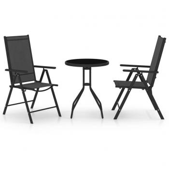 Mobilier Extérieur 3 Pcs Aluminium et Textilène Noir