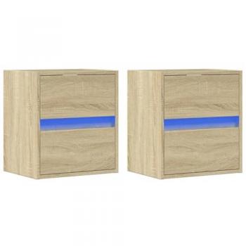 Mobili TV a Parete con Luci LED 2pz Rovere Sonoma 41x31x45 cm