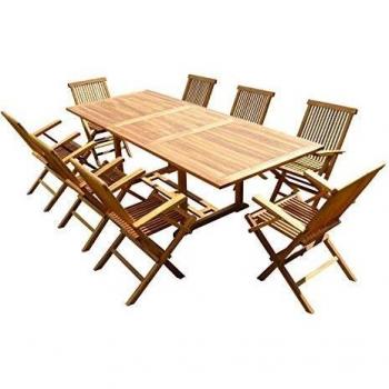 Mobilier de jardin en teck huilé Aedan 8 fauteuils pliants