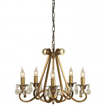 Oksana 5 Light Multi Arm Ceiling Pendant Chandelier Antique Brass