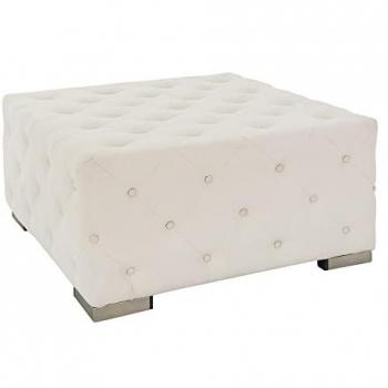 WOMO-DESIGN XXL Sitzhocker Quadratisch aus Leinen Creme mit Metallfüßen, Handgefertigt, 90x45x90 cm