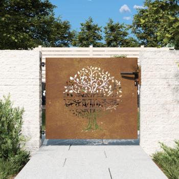 VidaXL Cortenstahl Gartentor Baum-Design 85x100 cm