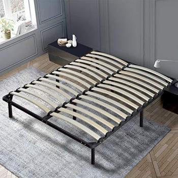 Sommier à lattes Olympe 140x190 cm – Cadre Noir – Livré en Kit – Pieds Inclus
