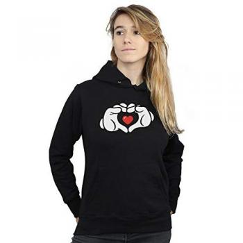 Mickey Mouse Twin Hearts Hoodie – Black, 2XL for Women