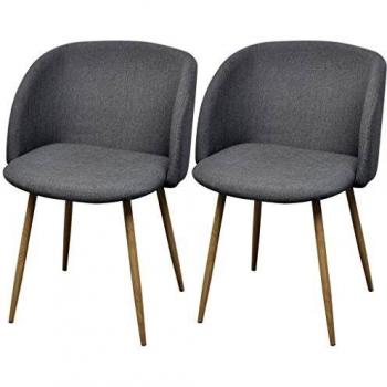 Sillas de Comedor de Tela Gris Claro con Patas de Madera (2 piezas)