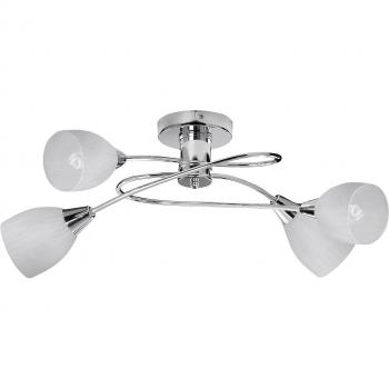 Rabalux Amy Deckenleuchte, 4-flammig, Metall und Glas, Chrom/weiß, Ø55cm