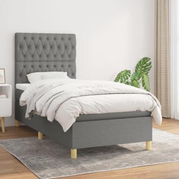 Vidaxl Boxspringbett Dunkelgrau 100x200 cm mit Matratze