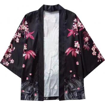 Men's Loose Fit Hawaiian Kimono Shirt