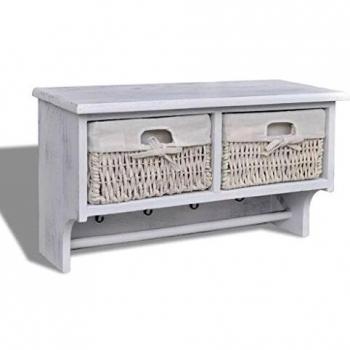 VIDAXL Mensola da Parete Bianca 60x23,5x33 cm in Legno di Paulownia 46662