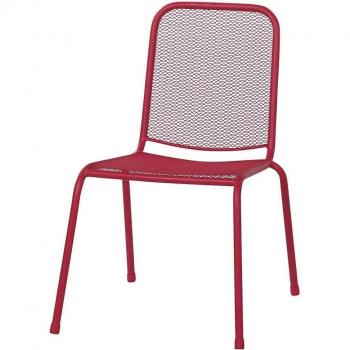 Stapelstuhl MWH Mino in Rot, Stahl & Streckmetall