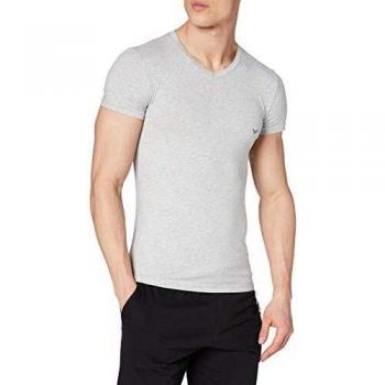 Emporio Armani Maglietta a maniche corte, collo a V, colore grigio nuvola, 2XL
