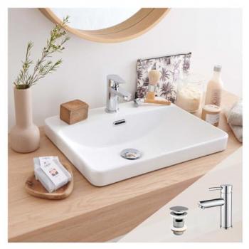 Mob‑In vasque à encastrer 48×37 cm – chromé, robinet et bonde assortis