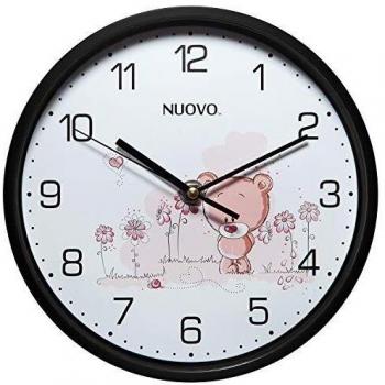 Nuovo Kids Wall Clock for Kitchen Living Room Bedroom (Black bear, 20 cm / 8)