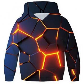 Sudadera 3D Lava con Capucha para Niños 10-13 Años
